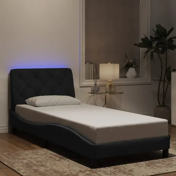 Gossi cadru de pat cu lumini led, negru, 80x200 cm, catifea
