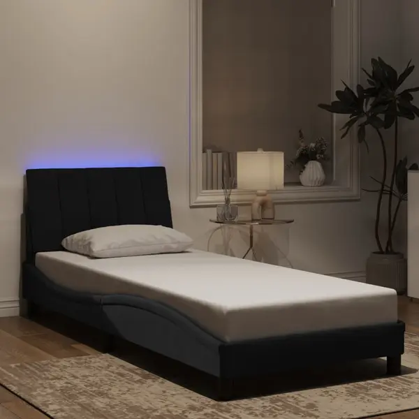 Gossi cadru de pat cu lumini led, negru, 80x200 cm, catifea