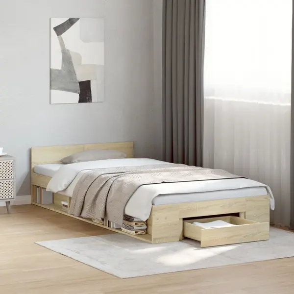 Gossi cadru de pat cu sertar stejar sonoma 75x190 cm lemn prelucrat