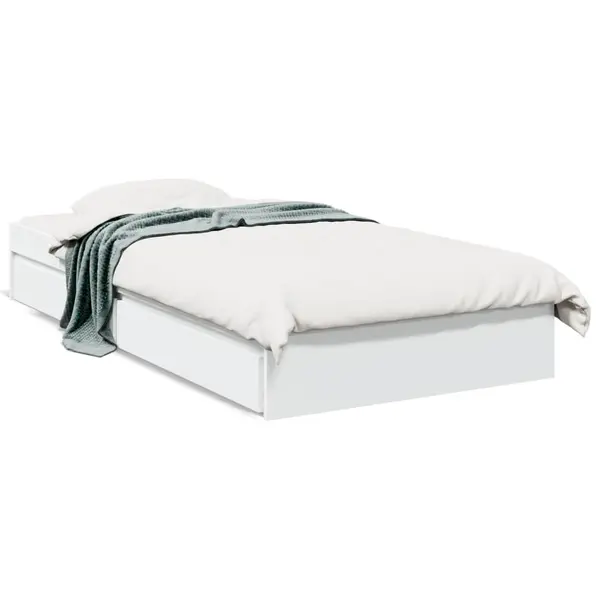 Gossi cadru de pat cu sertare, alb, 75x190 cm, lemn prelucrat