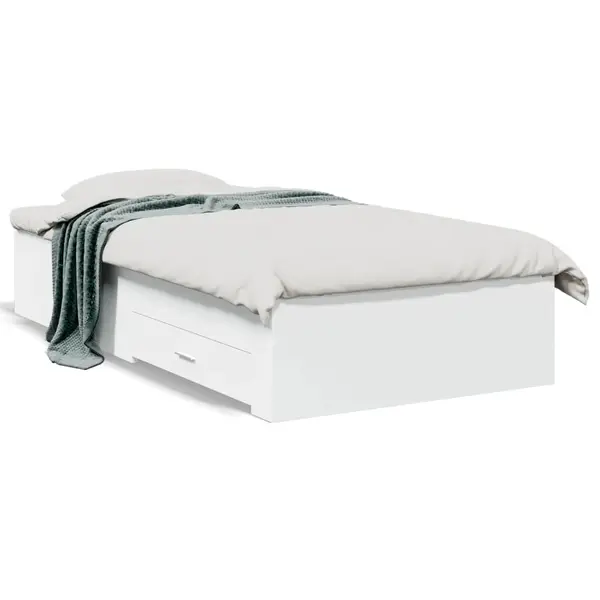 Gossi cadru de pat cu sertare, alb, 90x190 cm, lemn prelucrat