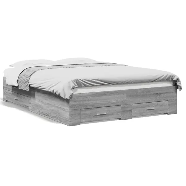 Gossi cadru de pat cu sertare gri sonoma 120x200 cm lemn prelucrat