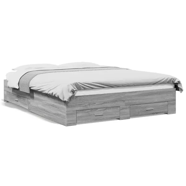 Gossi cadru de pat cu sertare gri sonoma 140x200 cm lemn prelucrat