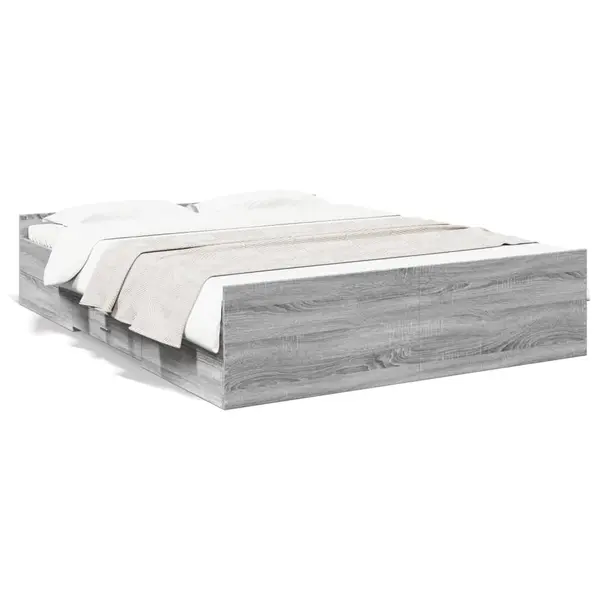 Gossi cadru de pat cu sertare, gri sonoma, 160x200 cm lemn prelucrat
