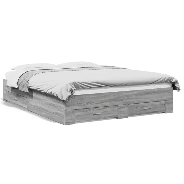 Gossi cadru de pat cu sertare, gri sonoma, 160x200 cm lemn prelucrat