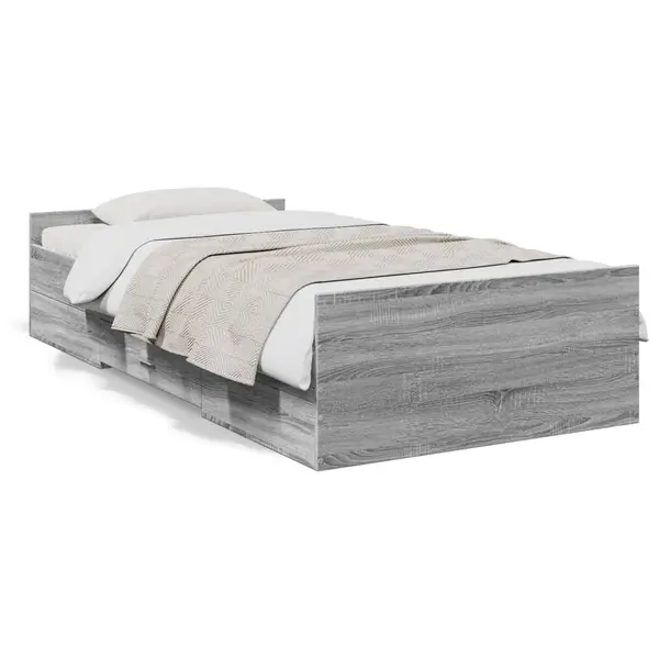 Gossi cadru de pat cu sertare gri sonoma 75x190 cm lemn prelucrat