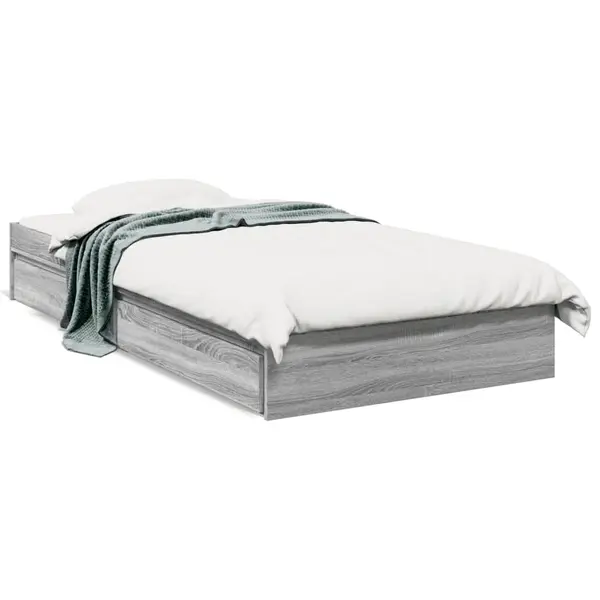 Gossi cadru de pat cu sertare gri sonoma 75x190 cm lemn prelucrat