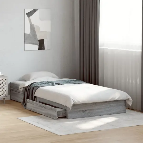 Gossi cadru de pat cu sertare gri sonoma 90x190 cm lemn prelucrat