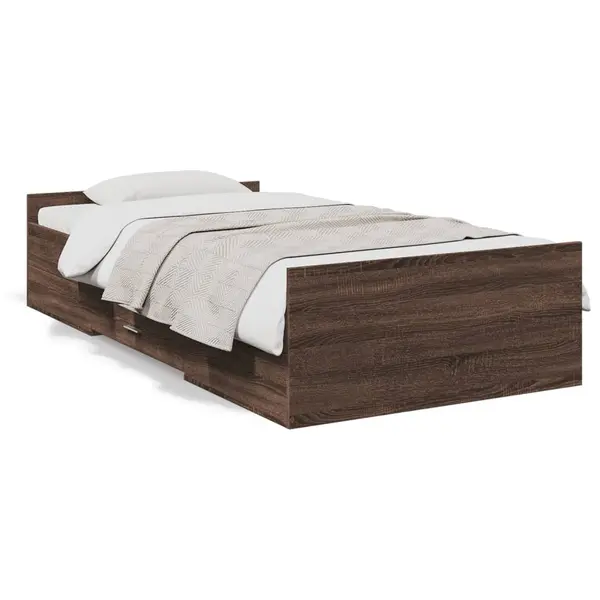Gossi cadru de pat cu sertare stejar maro 75x190 cm lemn prelucrat