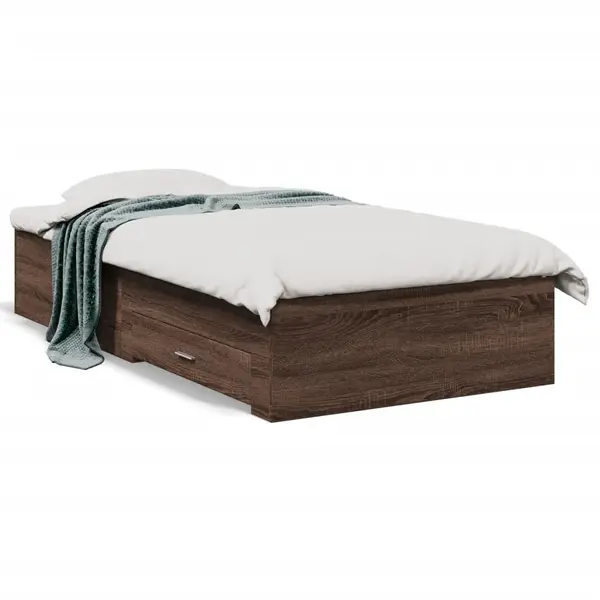 Gossi cadru de pat cu sertare stejar maro 75x190 cm lemn prelucrat