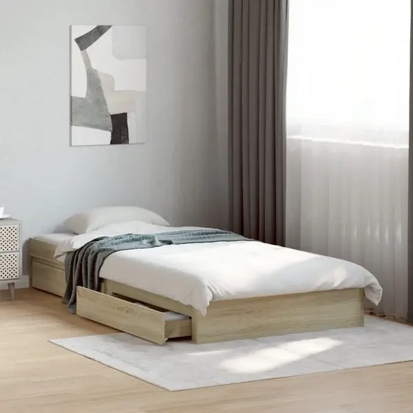 Gossi cadru de pat cu sertare stejar sonoma 100x200 cm lemn prelucrat