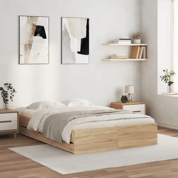 Gossi cadru de pat cu sertare stejar sonoma 120x190 cm lemn prelucrat