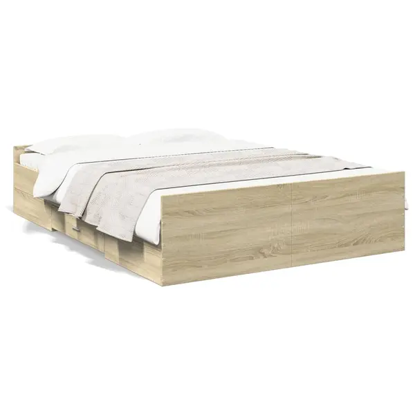Gossi cadru de pat cu sertare stejar sonoma 120x200 cm lemn prelucrat