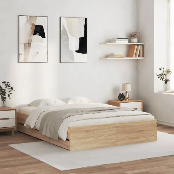 Gossi cadru de pat cu sertare stejar sonoma 140x200 cm lemn prelucrat