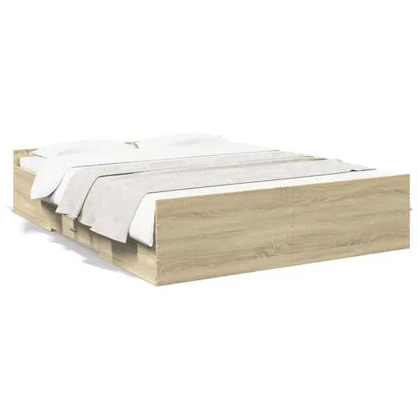 Gossi cadru de pat cu sertare stejar sonoma 160x200 cm lemn prelucrat