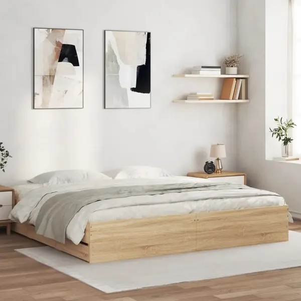 Gossi cadru de pat cu sertare stejar sonoma 160x200 cm lemn prelucrat