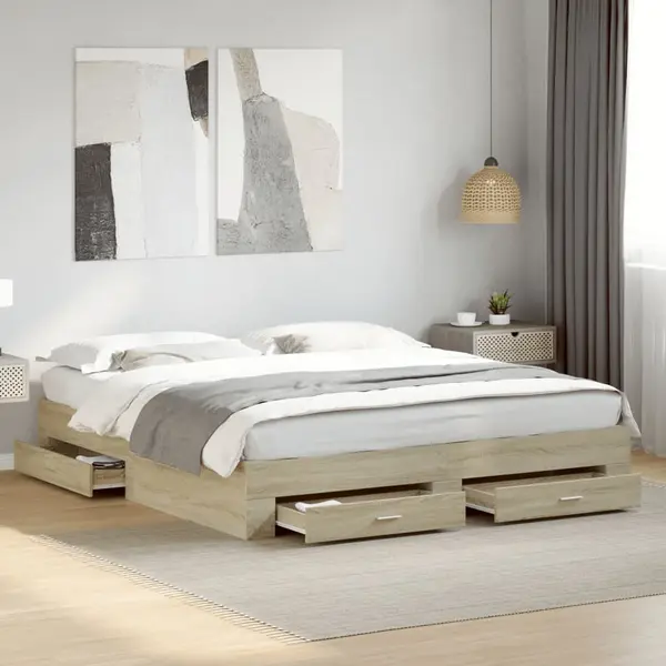 Gossi cadru de pat cu sertare stejar sonoma 180x200 cm lemn prelucrat