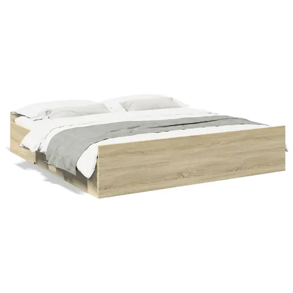 Gossi cadru de pat cu sertare stejar sonoma 200x200 cm lemn prelucrat