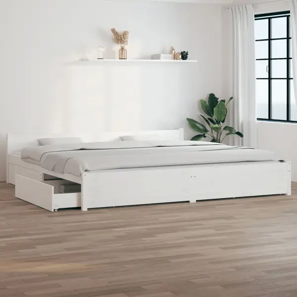 Gossi cadru de pat cu sertare super king, alb, 180x200 cm