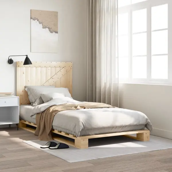 Gossi cadru de pat cu tablie, 100x200 cm, lemn masiv de pin
