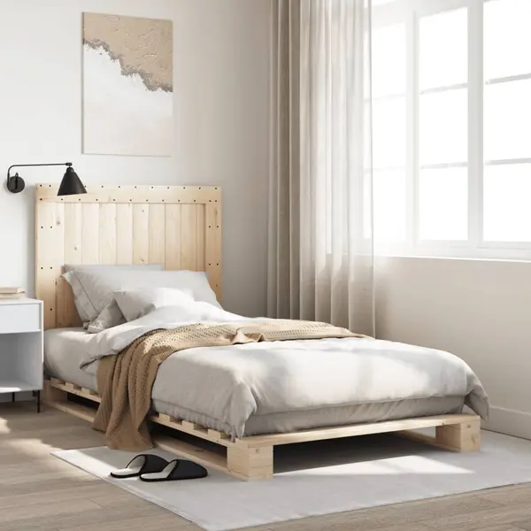 Gossi cadru de pat cu tablie, 100x200 cm, lemn masiv de pin