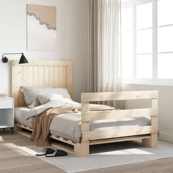 Gossi cadru de pat cu tablie, 100x200 cm, lemn masiv de pin
