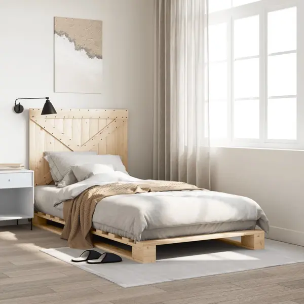 Gossi cadru de pat cu tablie, 100x200 cm, lemn masiv de pin