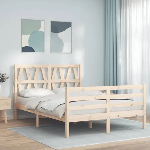 Gossi cadru de pat cu tablie, 120x200 cm, lemn masiv