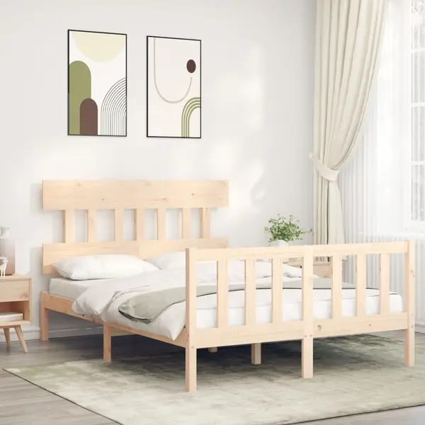 Gossi cadru de pat cu tablie, 140x190 cm, lemn masiv