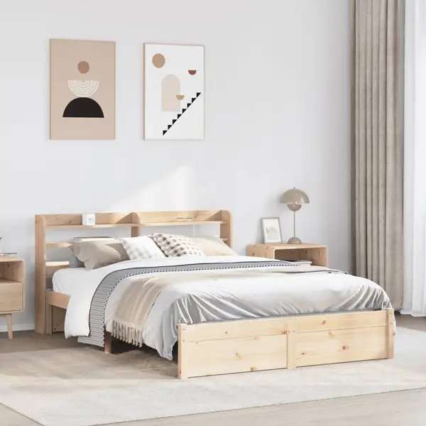 Gossi cadru de pat cu tablie, 140x190 cm, lemn masiv pin