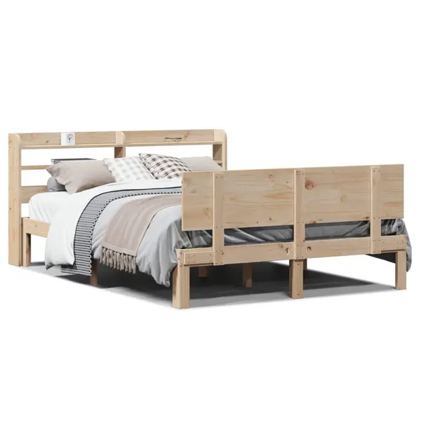 Gossi cadru de pat cu tablie, 140x190 cm, lemn masiv pin