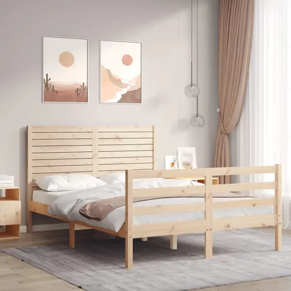 Gossi cadru de pat cu tablie, 140x200 cm, lemn masiv