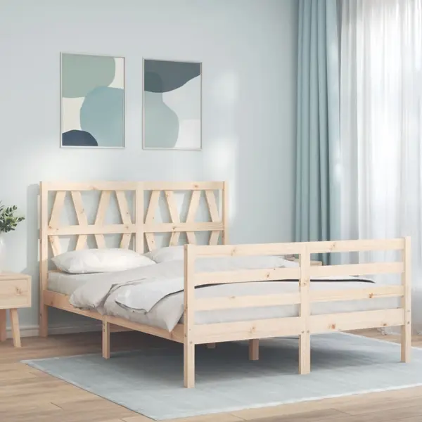 Gossi cadru de pat cu tablie, 140x200 cm, lemn masiv