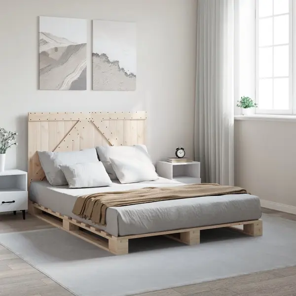 Gossi cadru de pat cu tablie, 140x200 cm, lemn masiv de pin