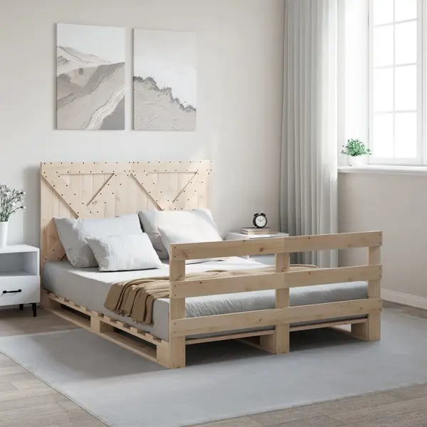 Gossi cadru de pat cu tablie, 140x200 cm, lemn masiv de pin
