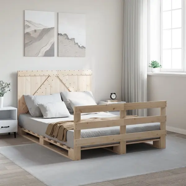 Gossi cadru de pat cu tablie, 140x200 cm, lemn masiv de pin
