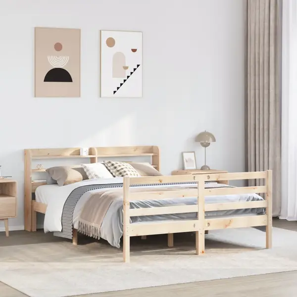 Gossi cadru de pat cu tablie, 140x200 cm, lemn masiv de pin
