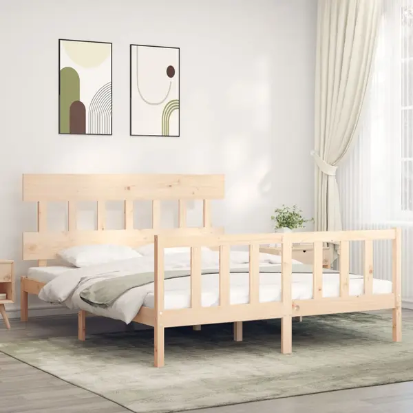 Gossi cadru de pat cu tablie, 160x200 cm, lemn masiv