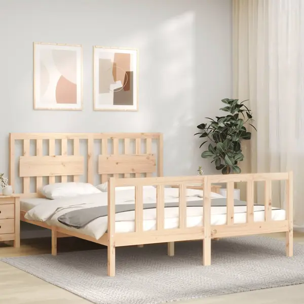 Gossi cadru de pat cu tablie, 160x200 cm, lemn masiv