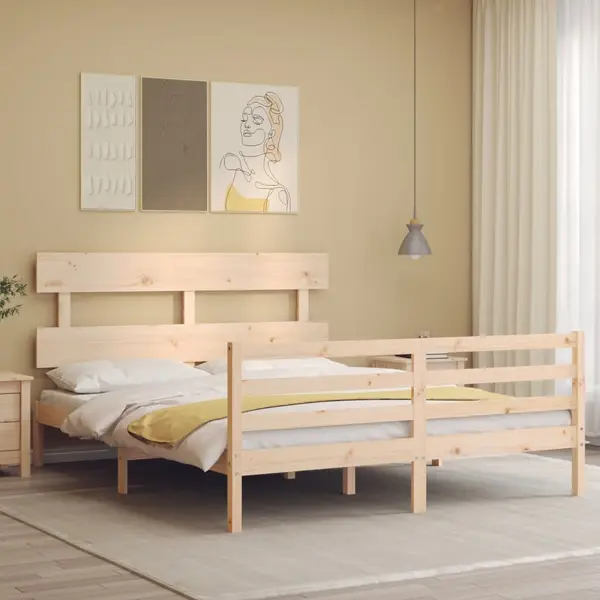 Gossi cadru de pat cu tablie, 160x200 cm, lemn masiv