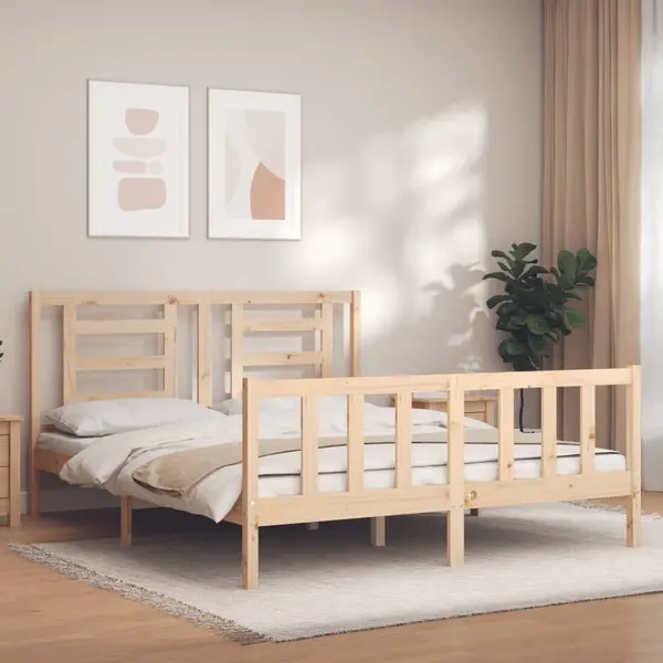 Gossi cadru de pat cu tablie, 160x200 cm, lemn masiv