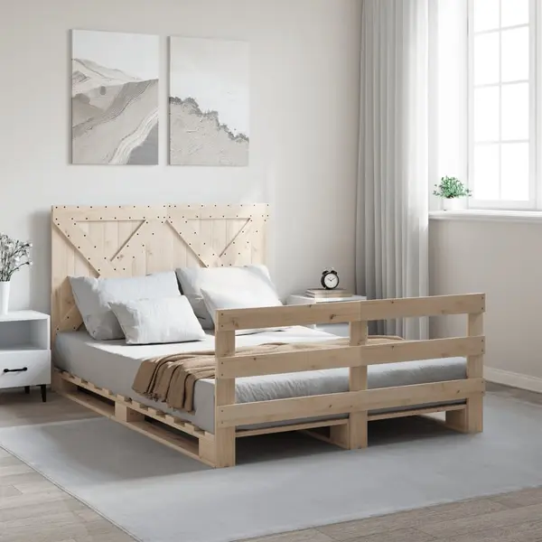 Gossi cadru de pat cu tablie, 160x200 cm, lemn masiv de pin