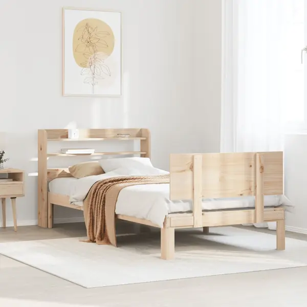 Gossi cadru de pat cu tablie, 75x190 cm, lemn masiv de pin