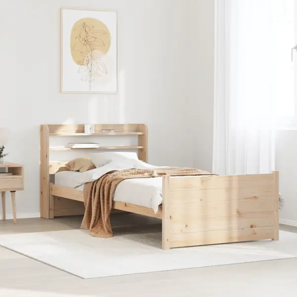 Gossi cadru de pat cu tablie, 75x190 cm, lemn masiv de pin