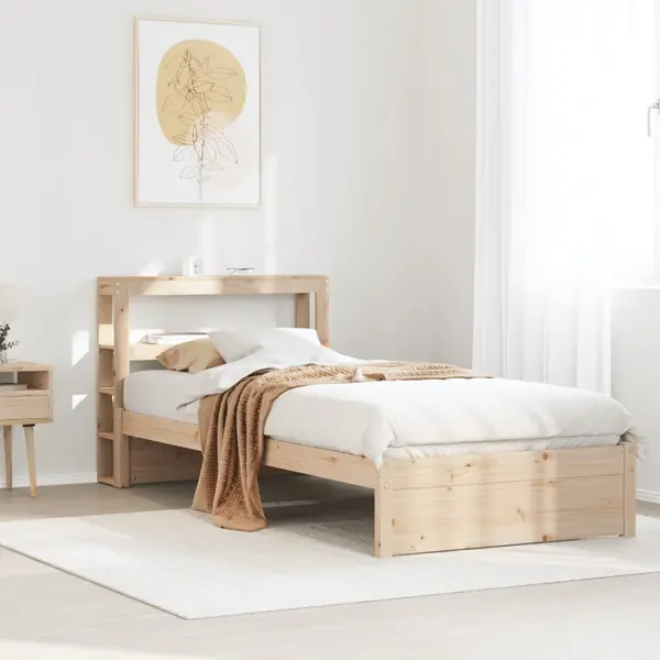 Gossi cadru de pat cu tablie, 75x190 cm, lemn masiv de pin