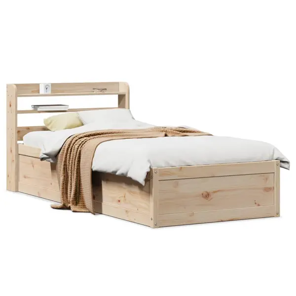 Gossi cadru de pat cu tablie, 90x190 cm, lemn masiv pin