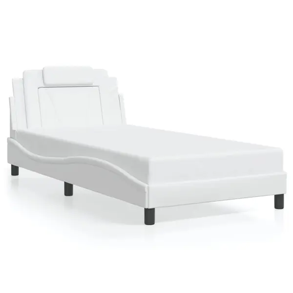 Gossi cadru de pat cu tablie, alb, 100x200 cm, piele ecologica