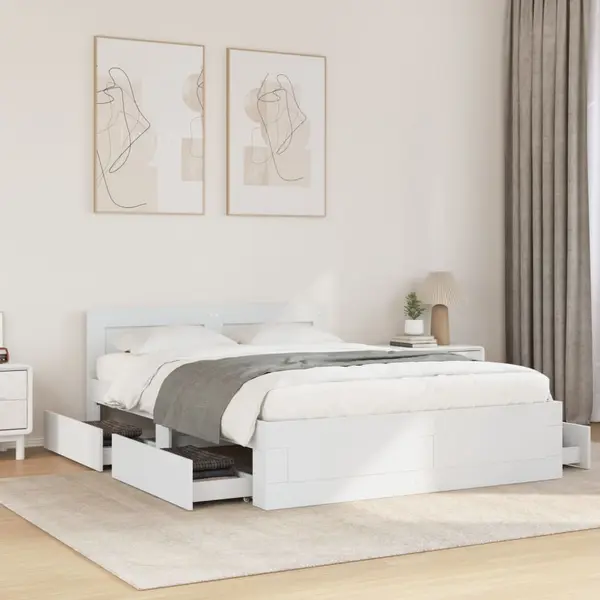 Gossi cadru de pat cu tablie, alb, 120x190 cm, lemn prelucrat