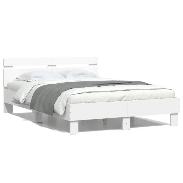 Gossi cadru de pat cu tablie, alb, 120x200 cm, lemn prelucrat