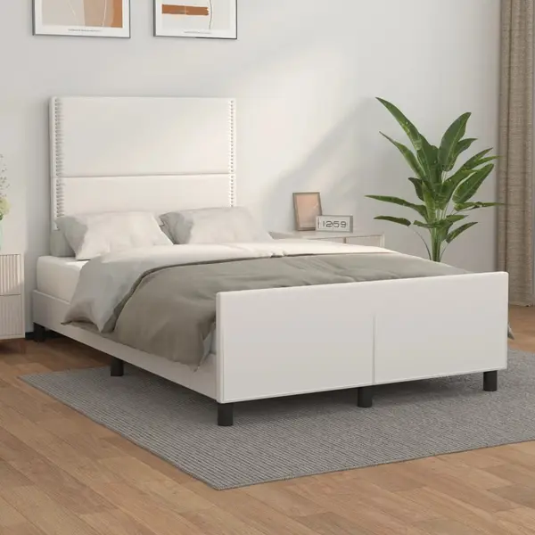 Gossi cadru de pat cu tablie, alb, 120x200 cm, piele ecologica